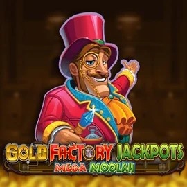 Gold Factory Jackpots Mega Moolah logo by Aurum Signature Studios at Bassbet Casino